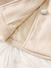 Soft Plush Bow Lapel Collar Jacket  Winter Coat