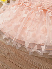 2pcs Cute Butterfly Decor Flutter Sleeve Lace Trim Princess Dress & Headband Set