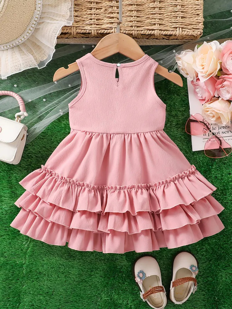 Sleeveless, Button Detail Chic Summer Princess Dress