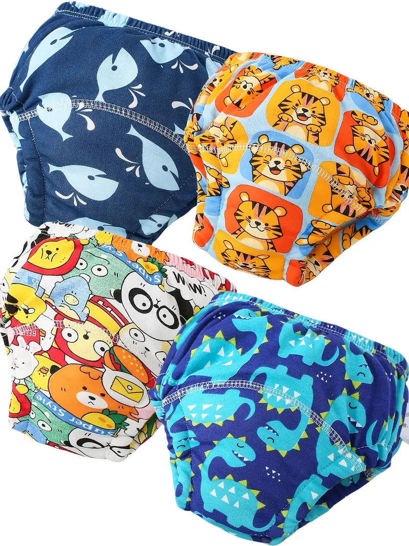 4pcs raining Diapers with Fun Animal Patterns Training Pants