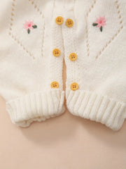 Floral Embroidered Knitted Romper