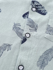 Long Sleeves and Trousers Full Print Suit with Buttons