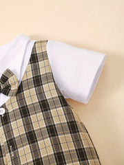 Cute Style Short Sleeve Outdoor Romper With Faux Collar
