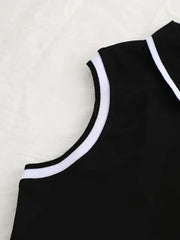 Summer Sleeveless Polo Dress with Heart Print & Stripes