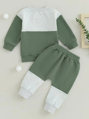 Color Block Long Sleeve Pullover Sweatshirt Tops & Pants
