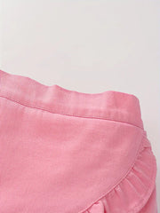 Pleated Ruffle Hem Tiered Skort Solid Color Skirt