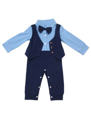 Newborn Boys Suit Set with Bow Tie and Button Vest