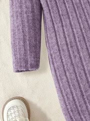 Solid Color Ruffled Sleeve Long Sleeve Dress with Bow Detail