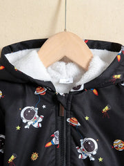 Astronaut & Planets Pattern Hooded Jacket