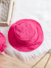 Bubble Sleeve Plain Color Dress with Cute Hat Two-piece Set