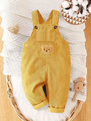 Solid Color Casual Corduroy Overalls