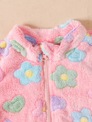 1 Set Cute Floral Pattern Baby Girl Fleece Set