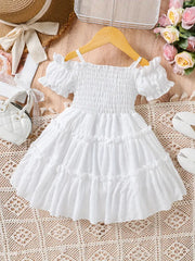 Suspender Dress with Bubble Sleeves and Bud Sleeves