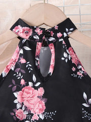Floral Galter Top & Layered Hem Skirt & Hat