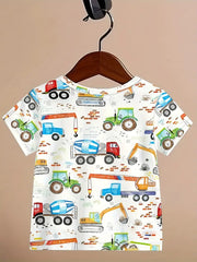 Summer Cartoon Construction Vehicle T-Shirt