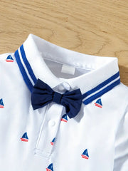 Gentleman's Lapel Romper Set with Bowtie