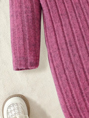 Solid Color Ruffled Sleeve Long Sleeve Dress with Bow Detail