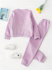 1 Set Embossed Long-Sleeve Sweatshirt Top + Casual Pants