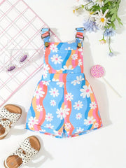 Cartoon Flower Colorful Stripe Pattern Jumpsuit