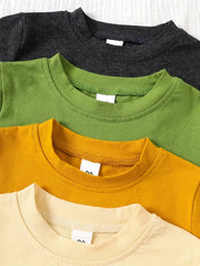 4pcs Cotton Blend Long Sleeve T-Shirts