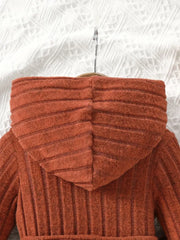 Set: Hooded Long-sleeved Top + Straight Trousers + Belt