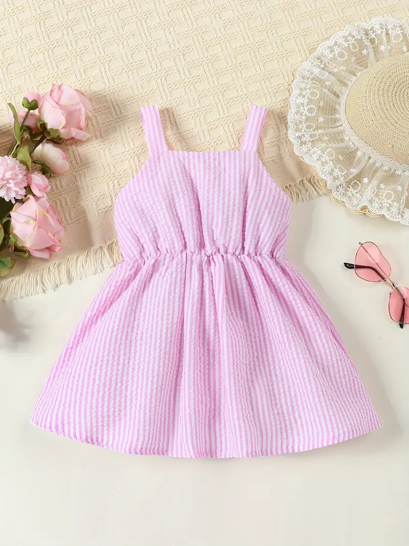 Charming Pink & White Striped Dress