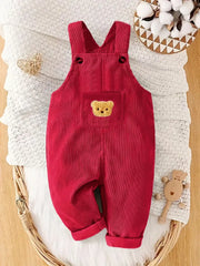 Solid Color Casual Corduroy Overalls