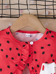 Two-piece Set Lady Love Open Cardigan Jacket with Floral Pattern Sleeveless Dress