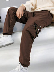 Casual Cargo Pants with Elastic Waistband & Pockets
