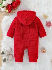 Warm Heart Jacquard Hooded Jumpsuit