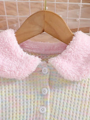 Gray Skirt with Pink Collar and Sleeves Dress