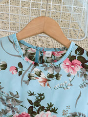 Summer Floral Print Sleeveless Pleated Dress with Belt