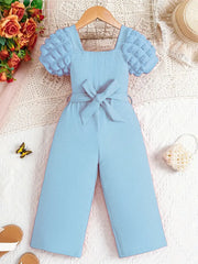 Short Puff Sleeve Ribbed Jumpsuit
