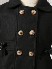 Double-Breasted Coat with Bow Detail