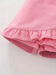 Pleated Ruffle Hem Tiered Skort Solid Color Skirt