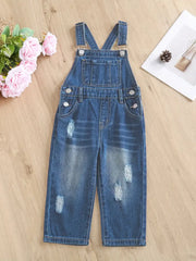 Ripped Denim Jumpsuit Overalls With Pockets