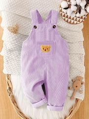 Solid Color Casual Corduroy Overalls