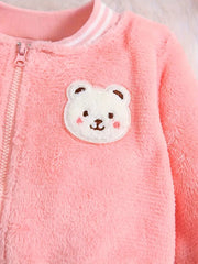 Yellow Flannel Jacket with Bear Patch -