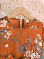 Summer Floral Print Sleeveless Pleated Dress with Belt