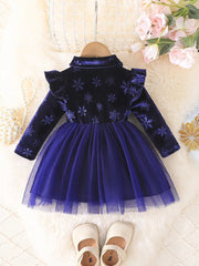 Charming Floral Print Long Sleeve Tutu Dress