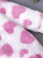 Autumn-Winter Heart Plush Hooded Long-Sleeve Bodysuit