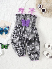 Strawberry Print Sleeveless Romper with Bow Detail
