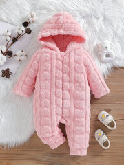 Warm Heart Jacquard Hooded Jumpsuit