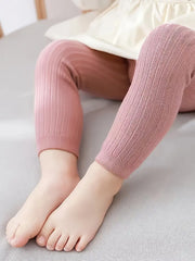 Solid Color Ribbed Leggings Versatile Elastic Waist Pants