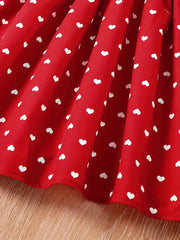 Summer Dress with Ruffled Pink Heart Print Sleeveless Princess Dress