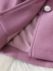 Soft Plush Bow Lapel Collar Jacket  Winter Coat