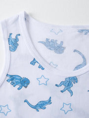 3-Pack Excavator Cartoon Universe Dinosaur Pattern Casual Tank Tops