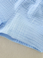 Wrinkle Cloth Short Sleeve Pajama Pants Set