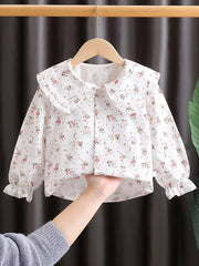 Ruffled Edging And Additional Button Details Collar Shirts