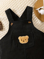 Solid Color Casual Corduroy Overalls